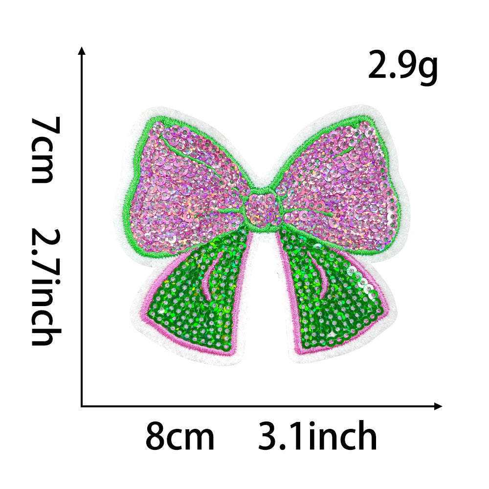 Wholesale Green and Pink Bowknot Love Embroidered DIY Patches