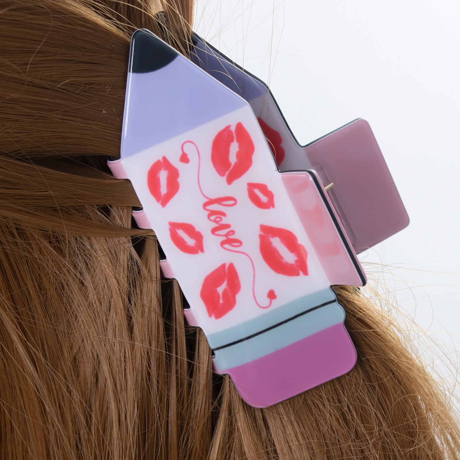 Wholesale Plaid Love Valentine's Day Pvc 8cm Hair Clip