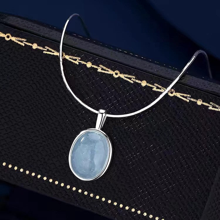 Wholesale Aquamarine Pendant Sterling Silver Necklace