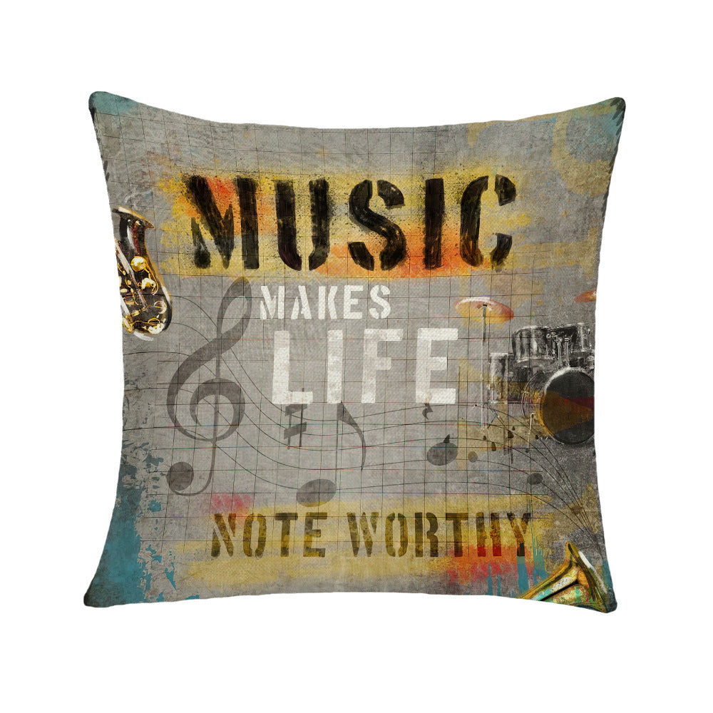 Wholesale Guitar, Bass, Microphone, Earphone Theme, Party Decoration, Square Linen Cushion Cover