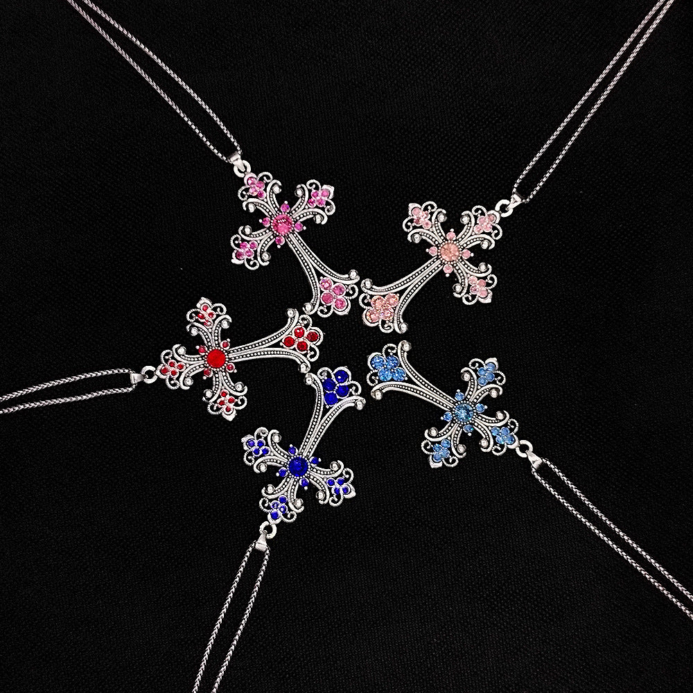 Wholesale Vintage Large Diamond Cross Pendant Necklace