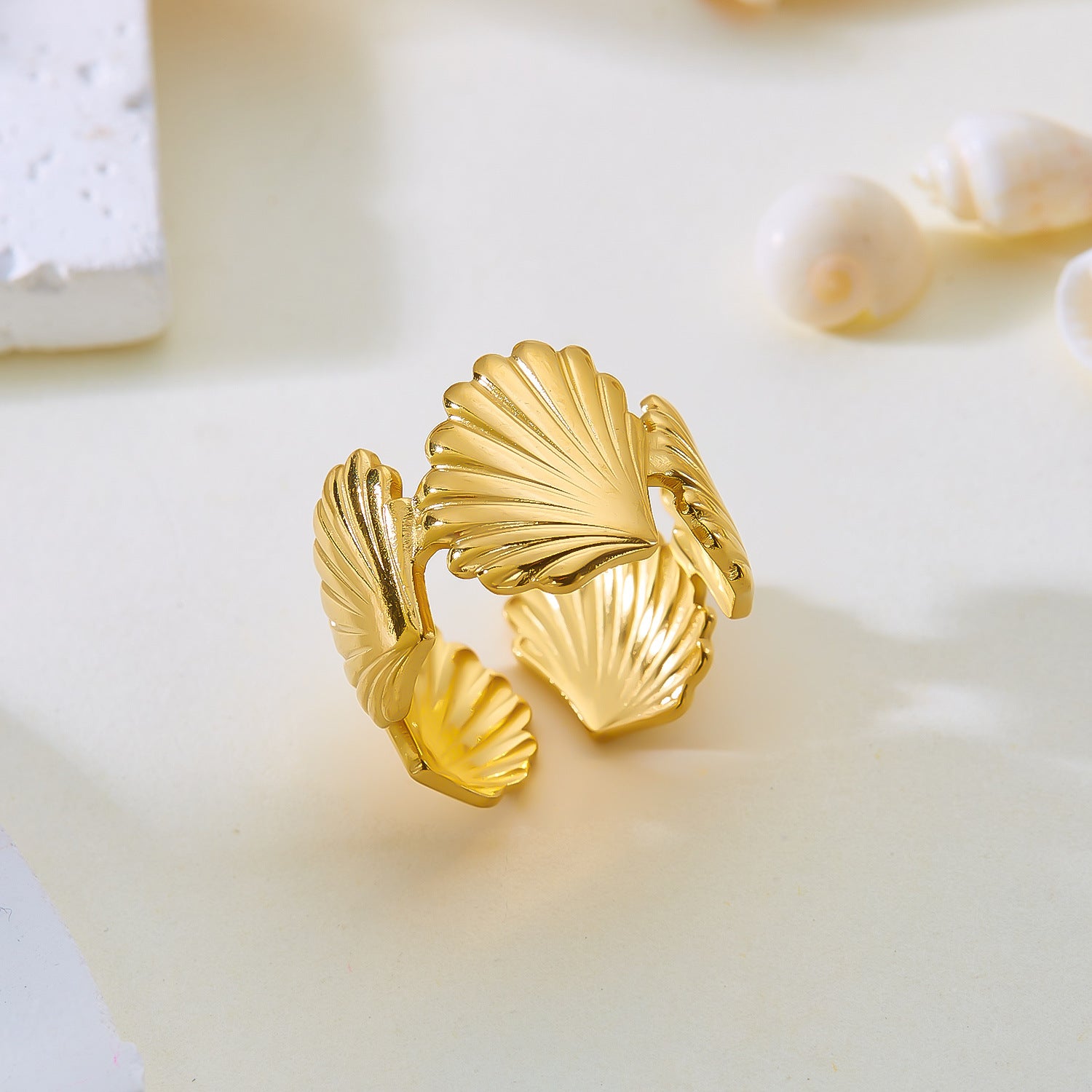 Wholesale Real gold electroplated non-fading butterfly shell starfish versatile ring