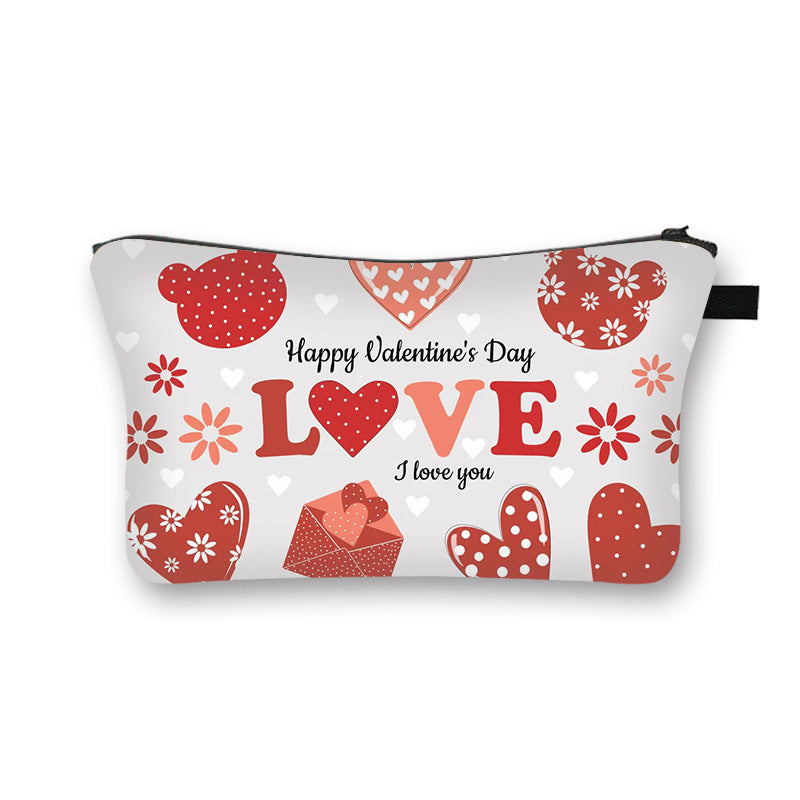 Wholesale new valentine's day love sweet breathable girl makeup bag student storage bag cartoon makeup portable