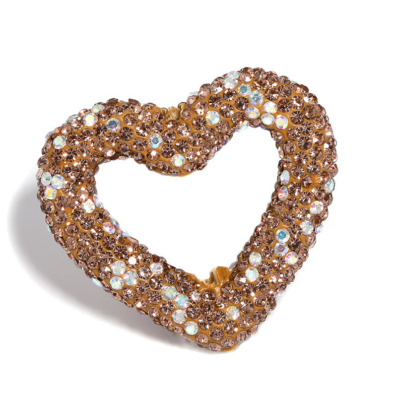 Wholesale 10pcs Rhinestone Colored Hollow Love Clay Beads Heavy Industry Cute Beads DIY