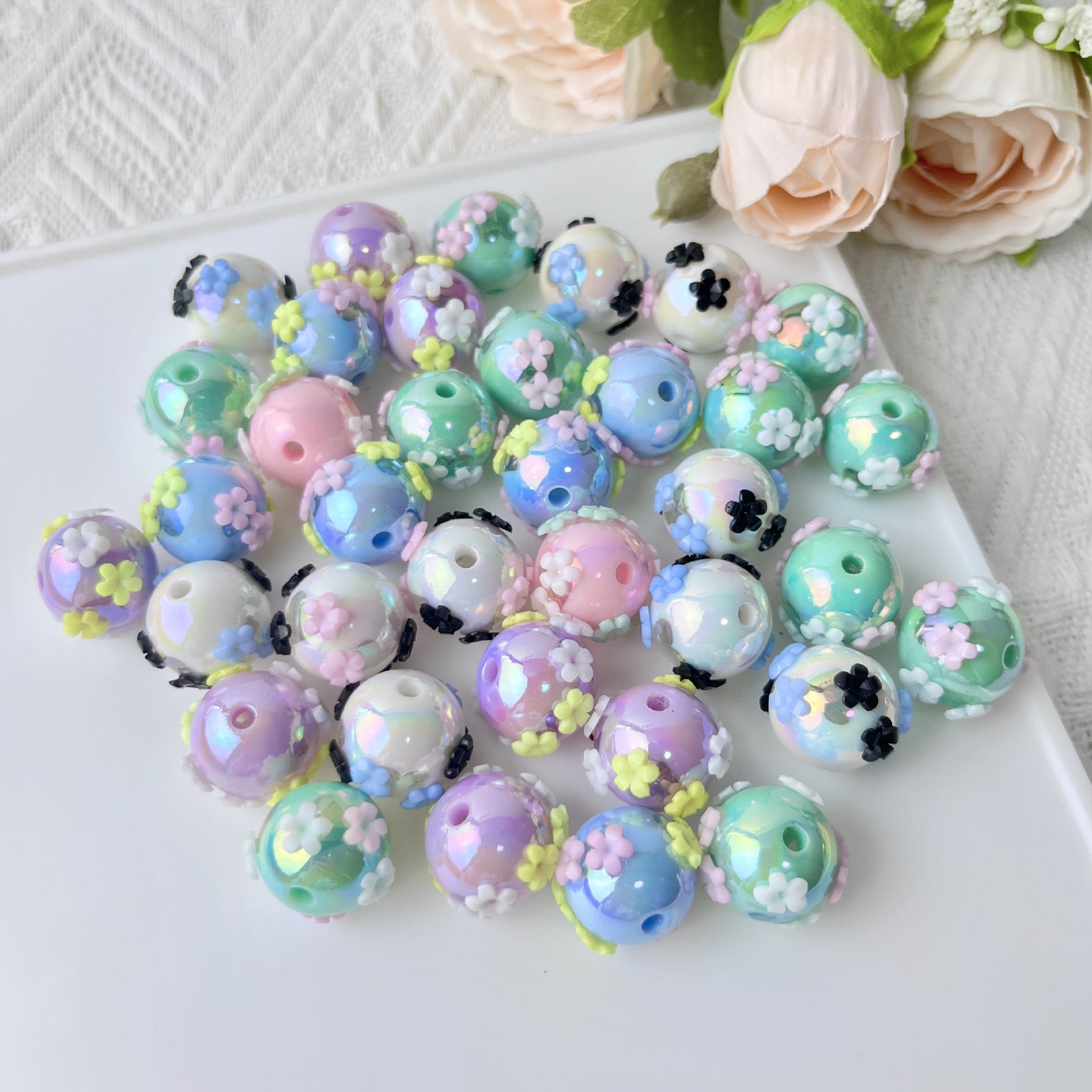 Wholesale 5PCS Straight Hole Glass Loose Beads