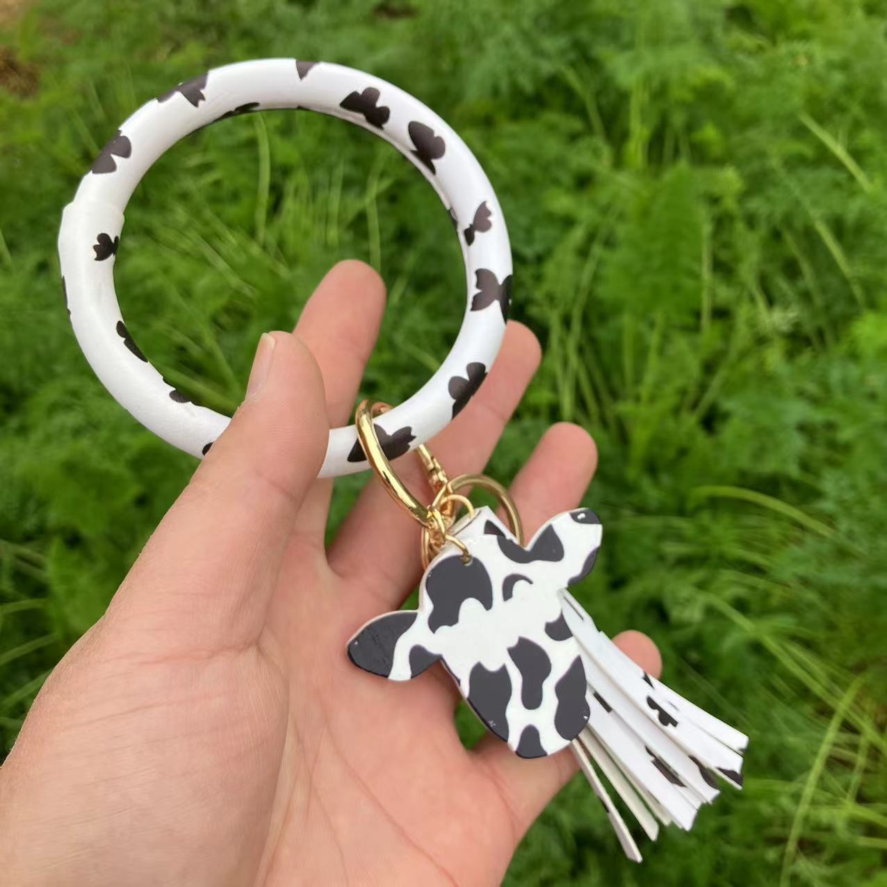 WholesalePU Leather Tassel Bracelet Keychain