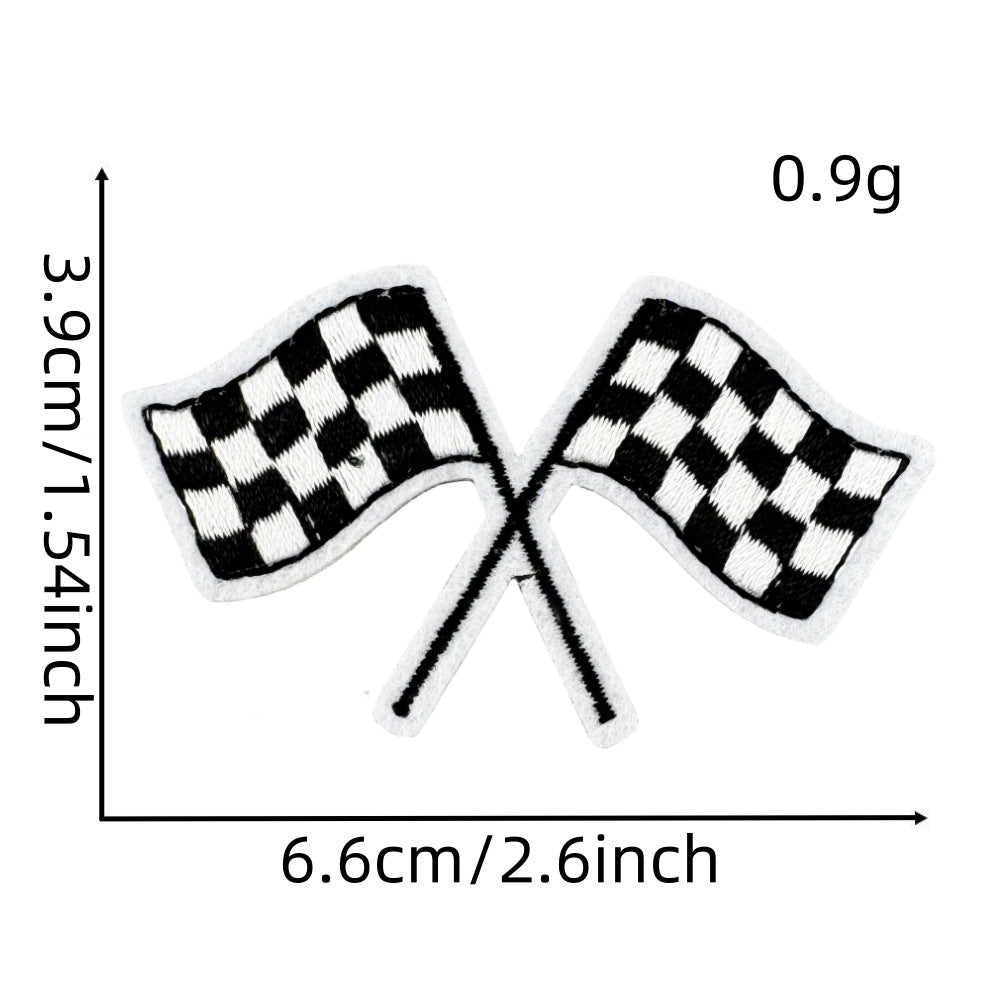 Wholesale Motorcycle Racing Cartoon Embroidered Patches Black White Graffiti Theme Party Bag Decoration