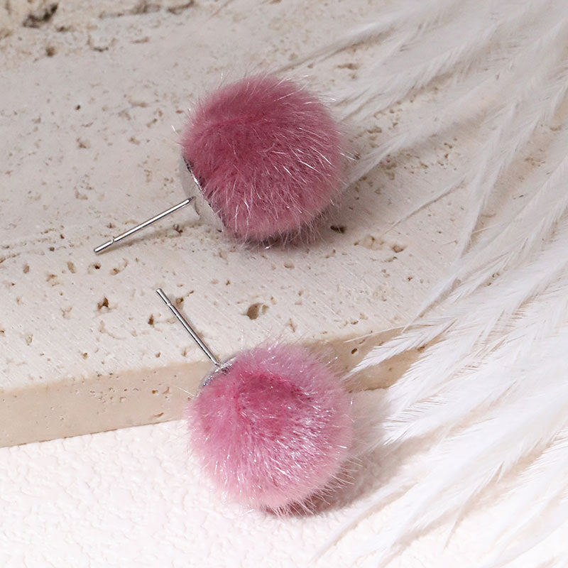 Wholesale Fur Ball Earrings
