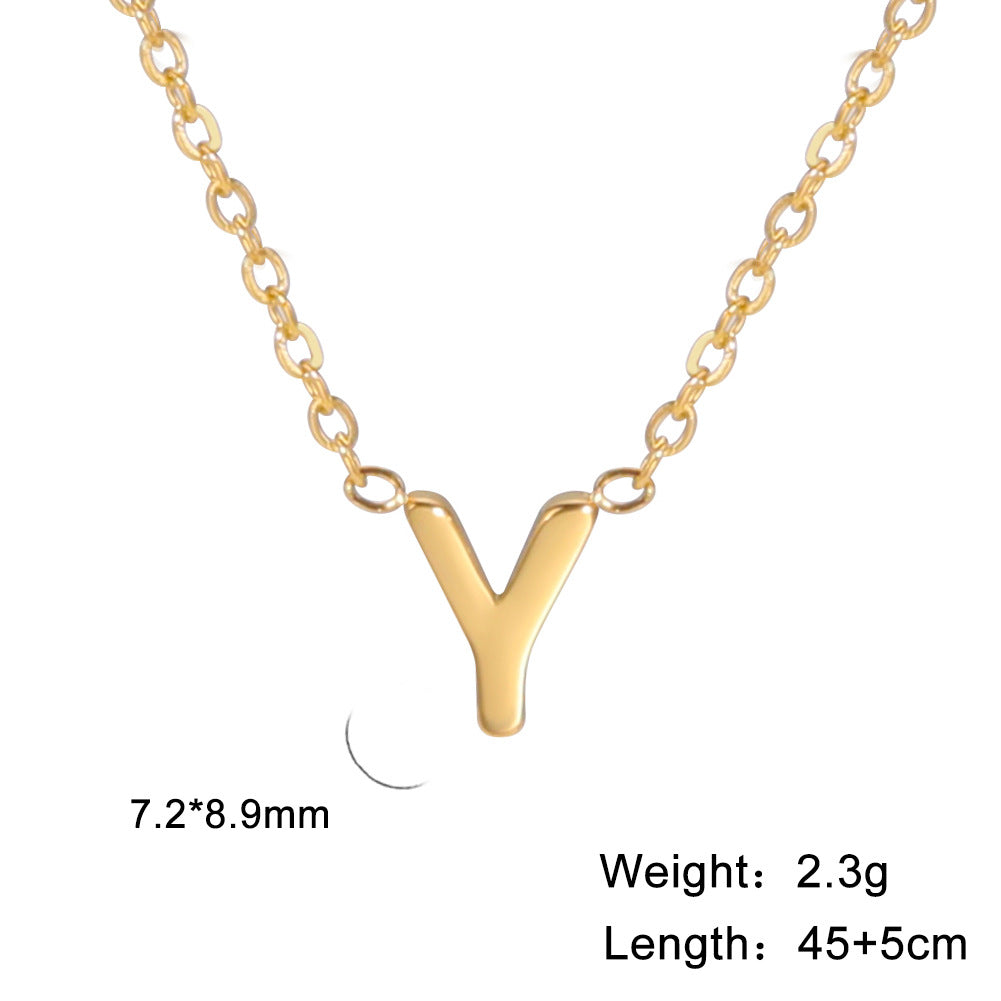 Wholesale 26 Letters Gold 18k Real Gold Electroplated 304 Stainless Steel Necklace