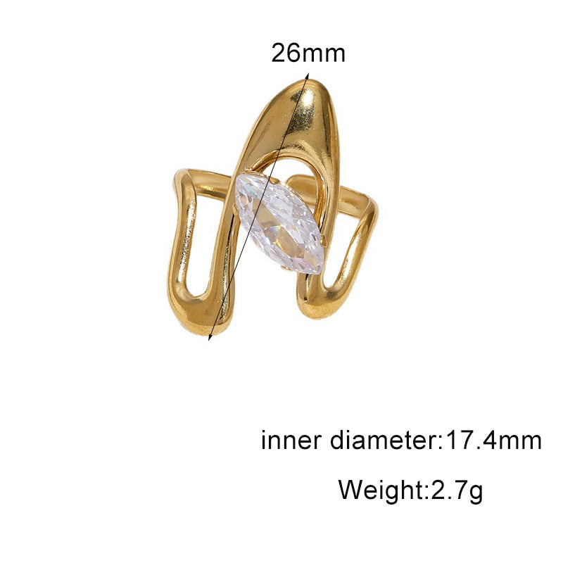 Wholesale Diamond-Set Titanium Steel Open Ring