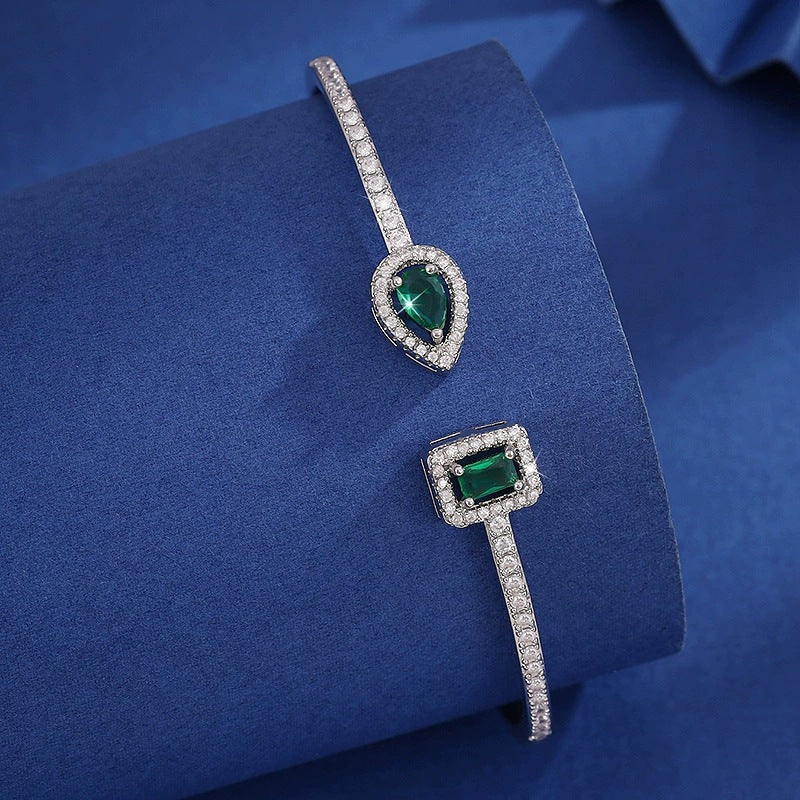 Wholesale Square water droplet shaped zircon and diamond inlaid adjustable bracelet