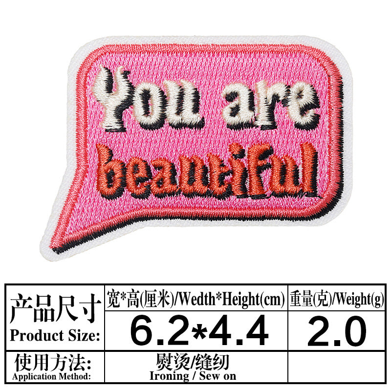 Wholesale Inspirational  encourages English embroidery DIY Patches