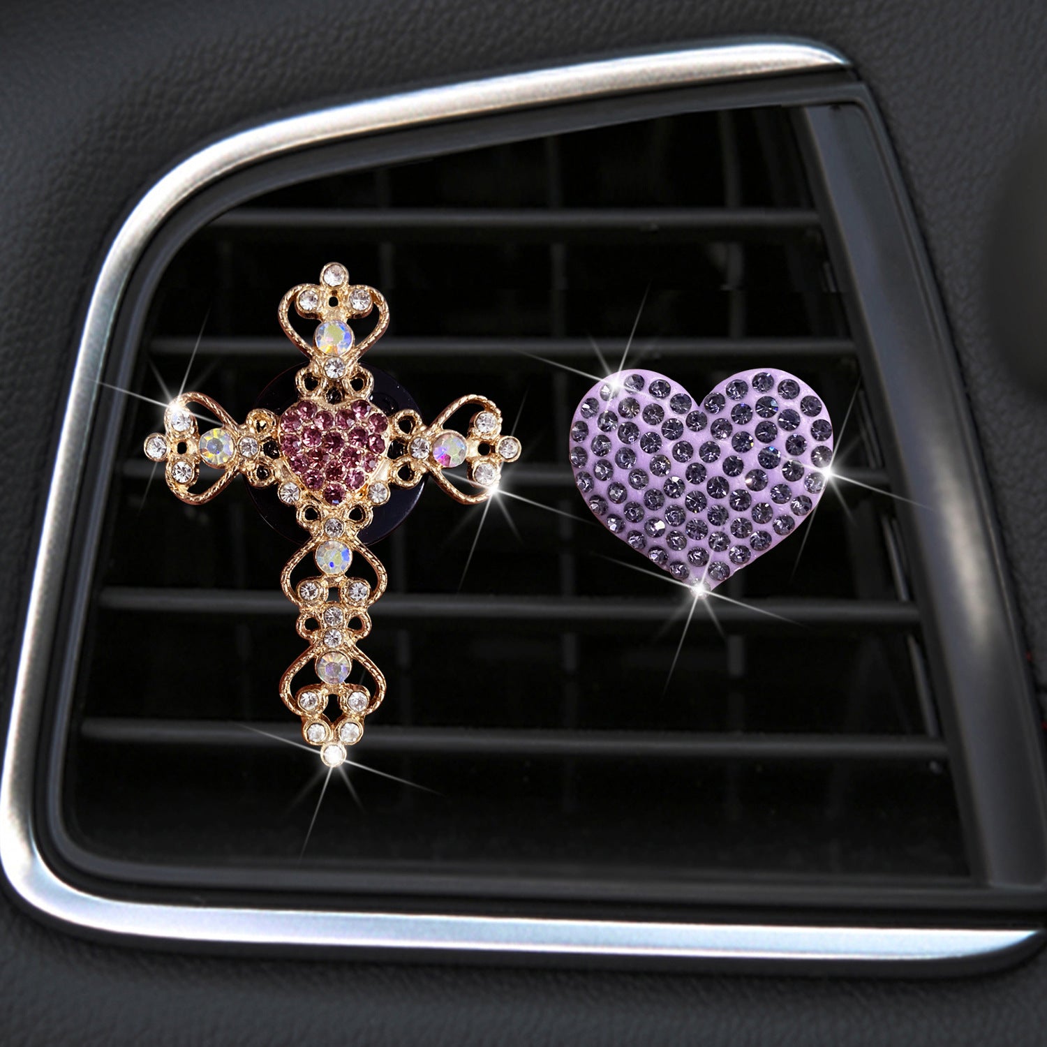Wholesale Rhinestone Heart Car Air Vent Perfume Clip