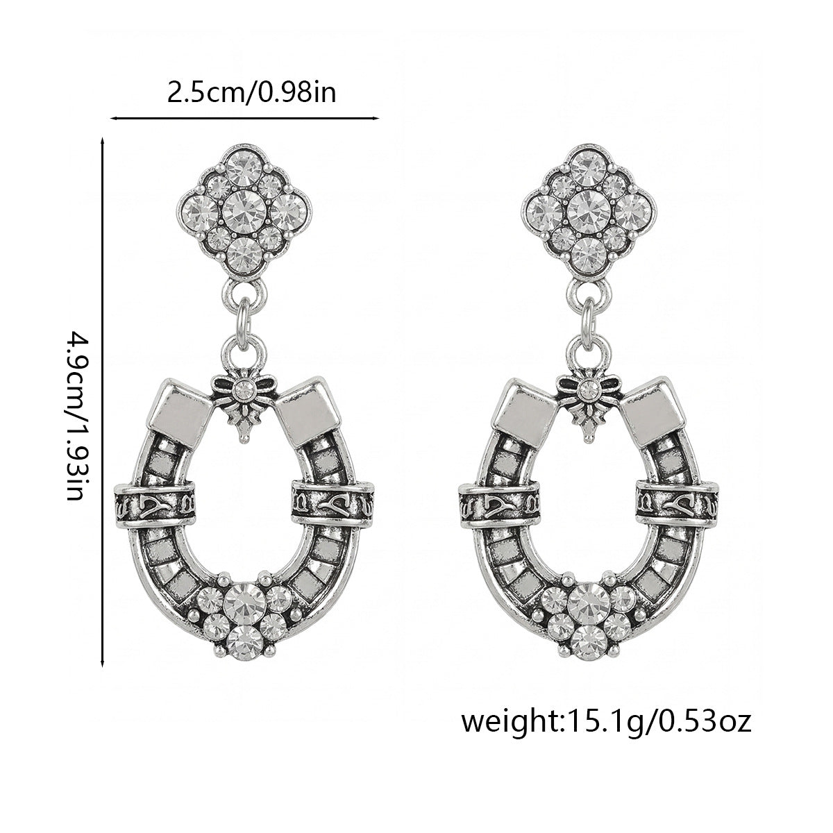 Wholesale American Retro Horseshoe Rhinestone Earrings Western Style Chic Fashion Accessory For Party