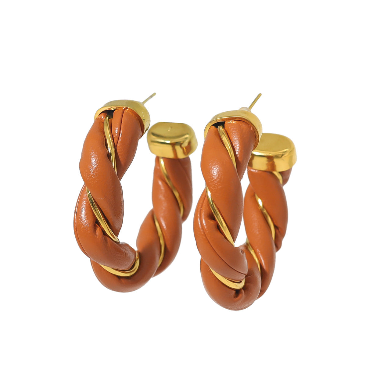 Wholesale 18K Gold-plated Titanium Steel Twist Pattern C-shaped Stud Earrings