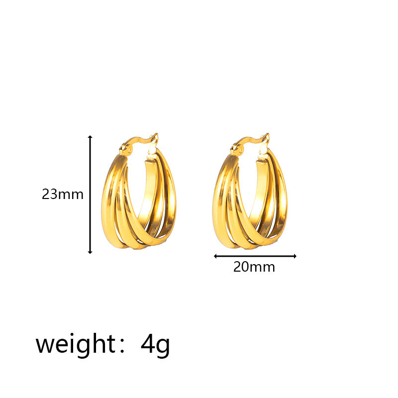 Wholesale C-Shaped Hollow Hook Exaggerated Stainless Steel Earrings