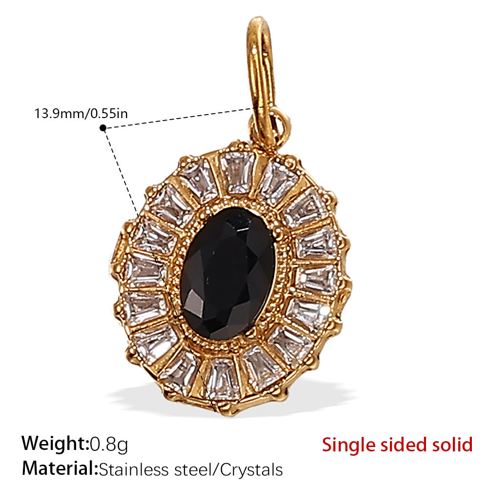 Wholesale Zircon Inlaid Starfish Round Stainless Steel Necklace Pendant