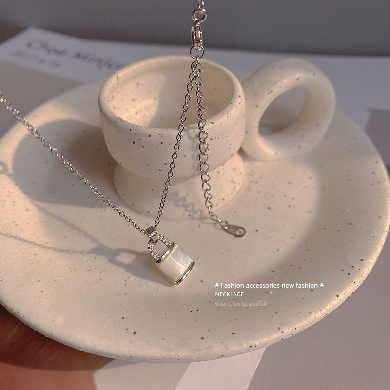 Wholesale Lock Metal Pendant Diamond Titanium Steel Necklace