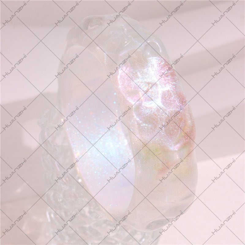 Wholesale Round Colorful Glitter Acrylic Bracelet Casual Round Mermaid Resin Bracelet