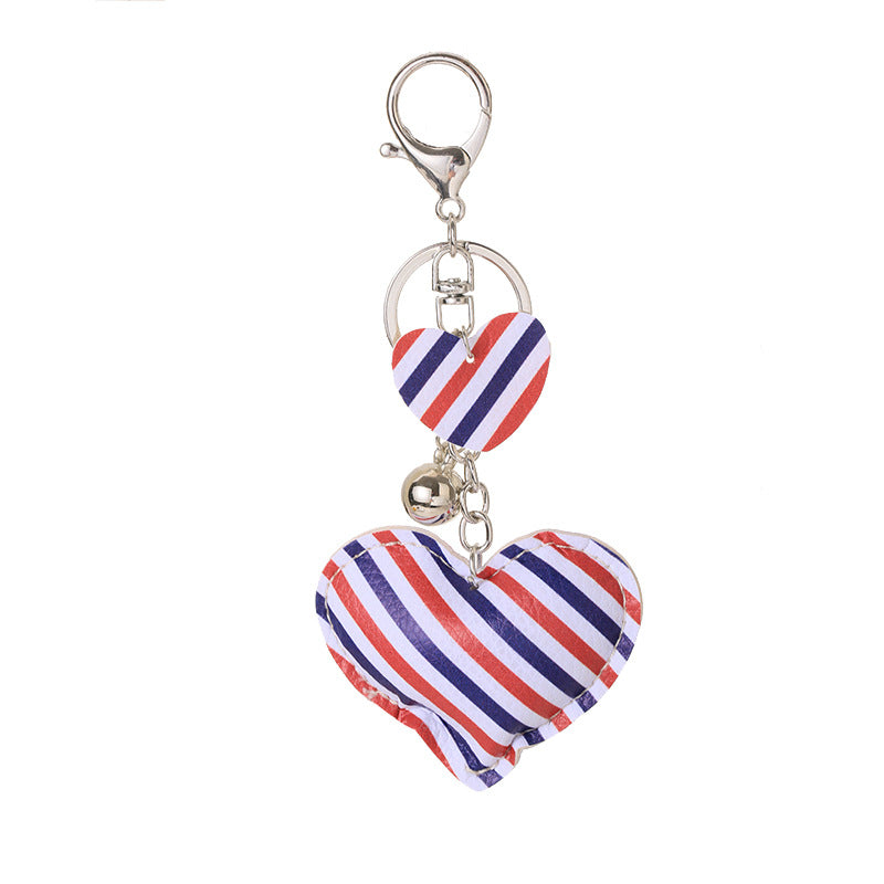 Keychain del día de la independencia del corazón de cuero al por mayor