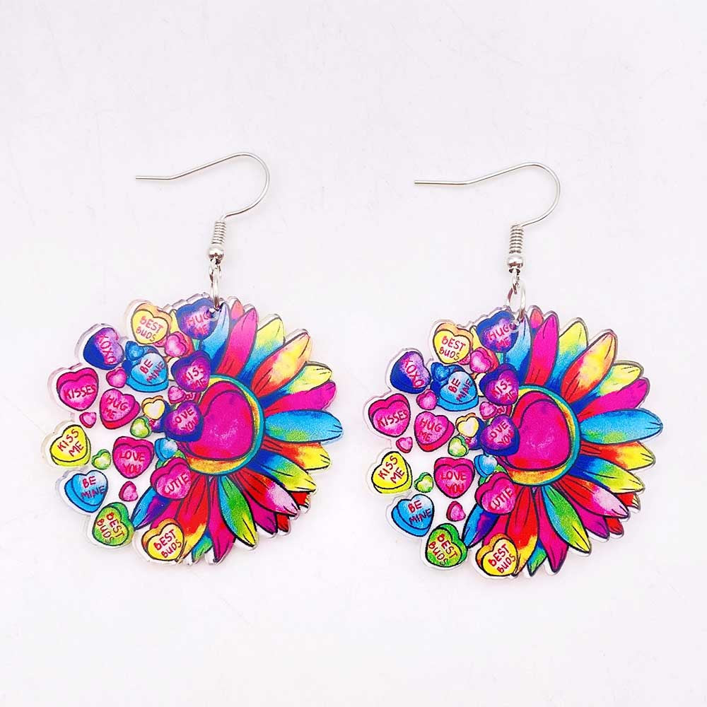 Wholesale Valentine's Day Heart Cat Envelope Acrylic Earrings