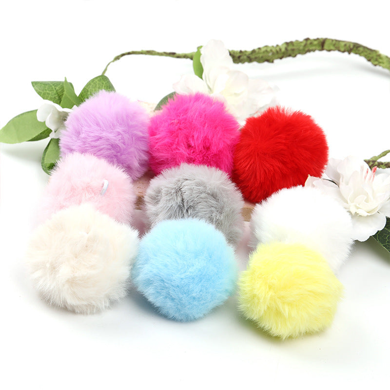 Wholesale 4cm 5pcs Fur Ball Color Faux Plush Pendant DIY Keychain