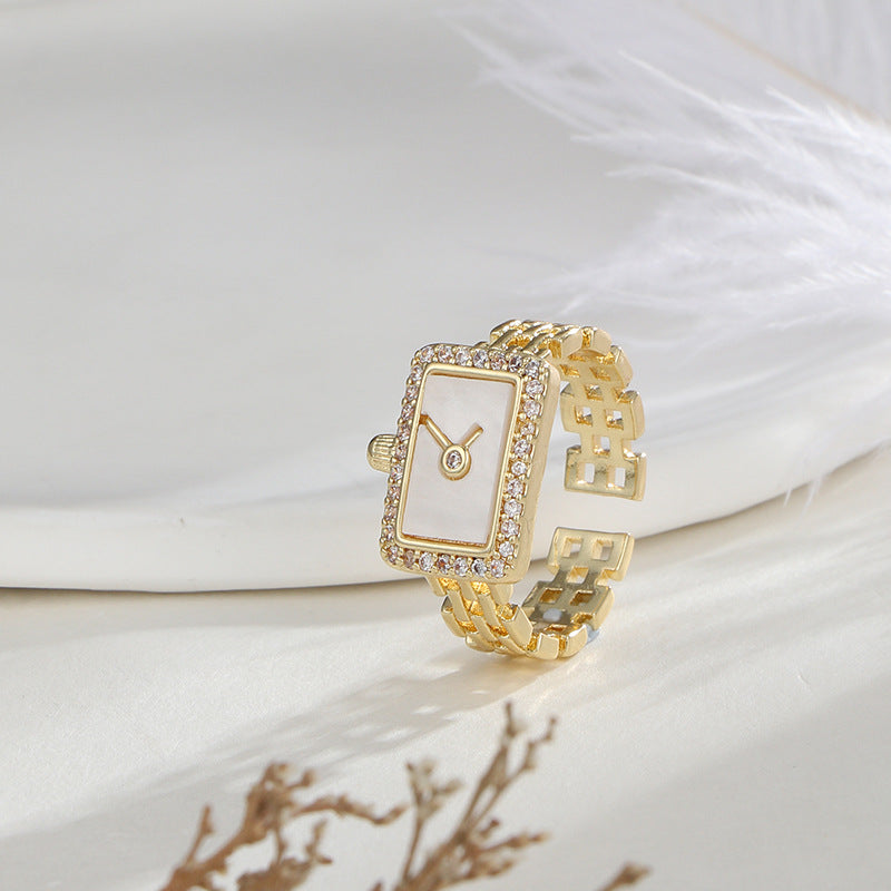 Wholesale Square Watch Chains with Zircon Openings Copper Ring