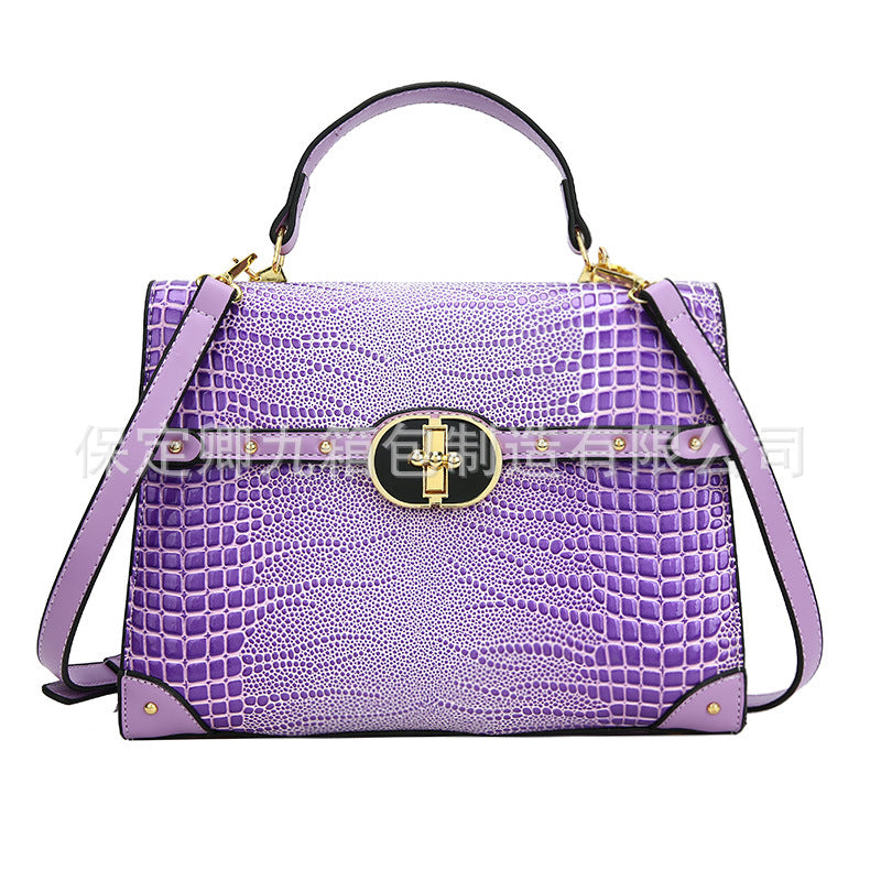 Wholesale 2023 Autumn and Winter PU Crocodile Pattern Handheld Shoulder Crossbody Bag