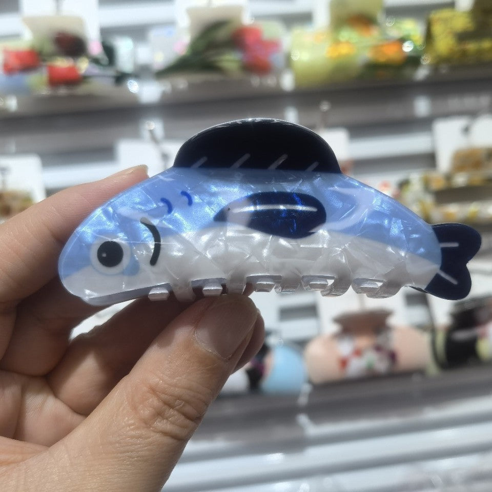 Wholesale Spray Painted PVC Sardine Fish Hair Clip Everyday Styling Women S Boutique Hair Accessory