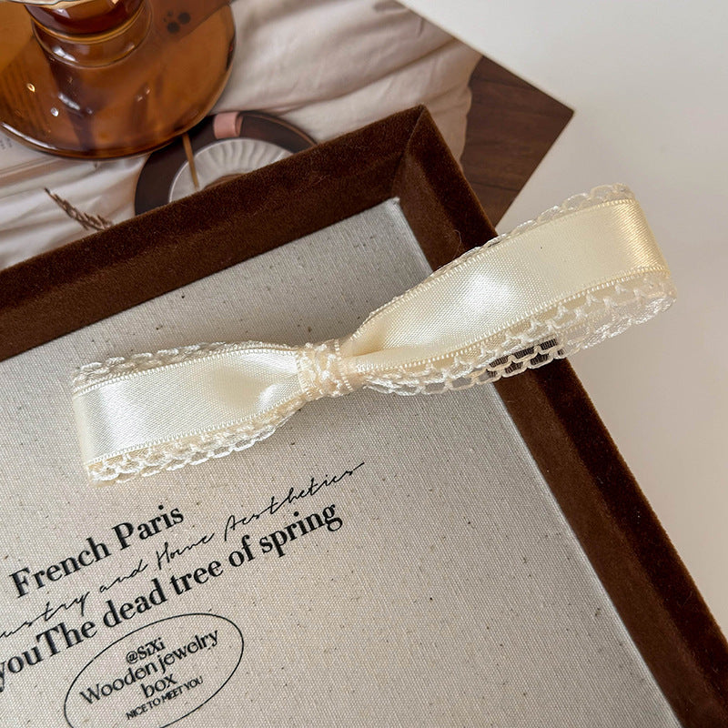 Wholesale Lace Satin Bow Spring Hair Clip