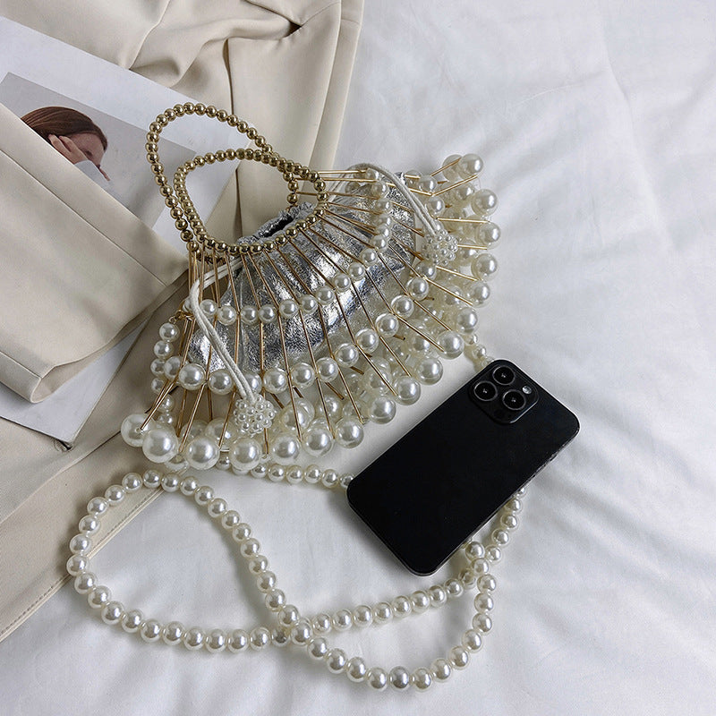 Wholesale Polyester Pearl Chain Vintage Dinner Tote Bag