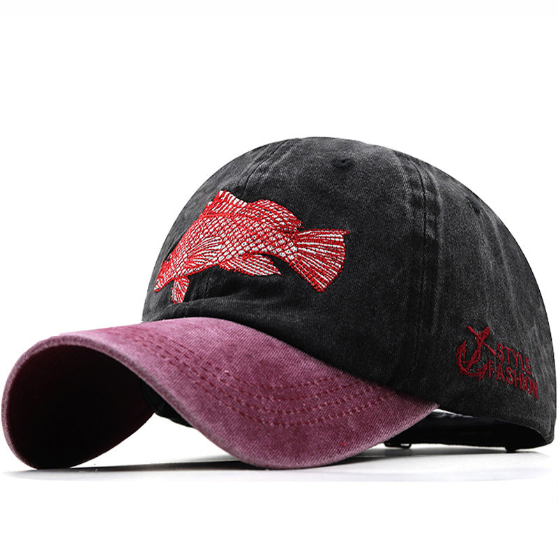 Wholesale Washed Coated Pure Cotton Used Hat Embroidered Shark Baseball Cap