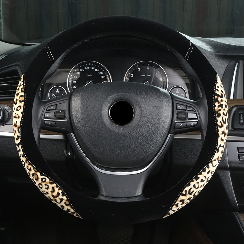 Wholesale Short Plush Leopard Print Car Handlebars