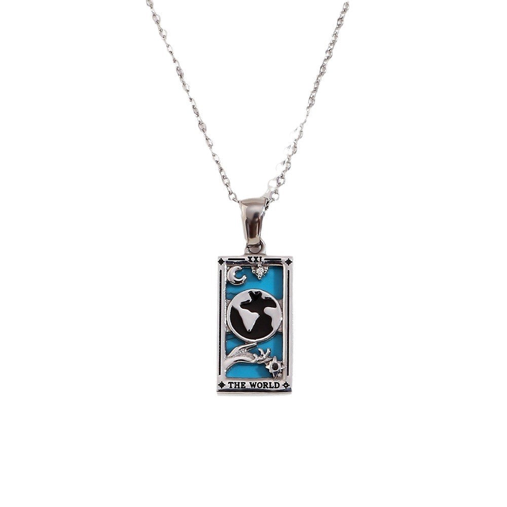 Wholesale Gold and silver Tarot card Stainless Steel Necklace