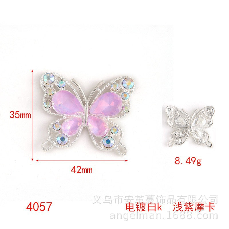 Wholesale Single-sided alloy diamond butterfly DIY beads