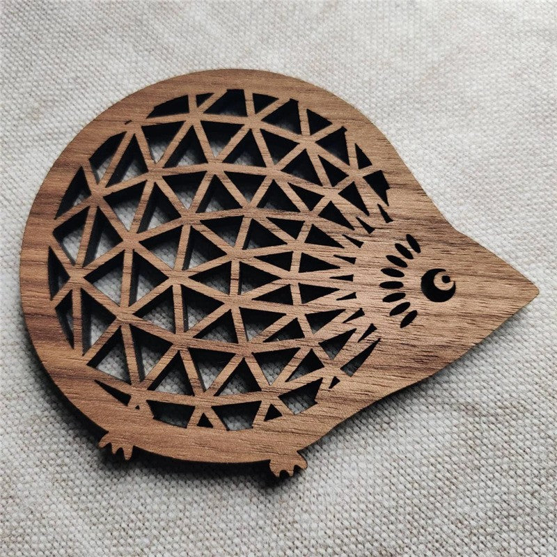 Wholesale Highland Cattle Hollow Wooden Coaster Anti-scalding Heat Insulation Pad Placemat