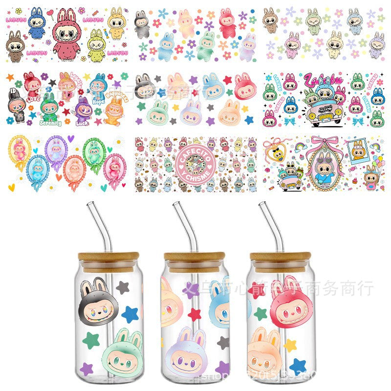 Wholesale 5pcs Colorful cute cartoon 16oz Cup UV DTF Wraps