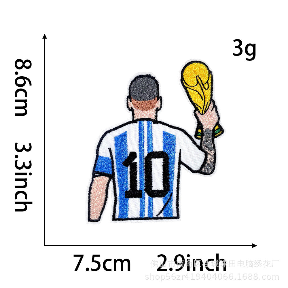 Wholesale Football Star Embroidered Patch Iron On DIY Cloth Badge For Clothing Stylish Fashion Accessory For Resale