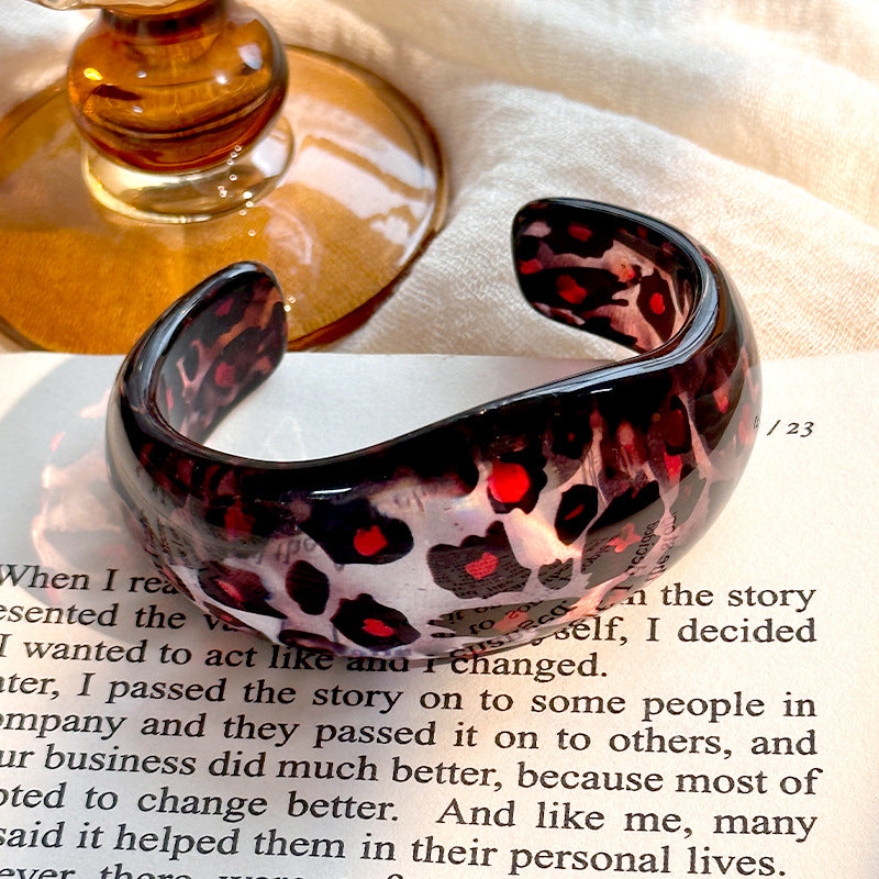 Wholesale 10pcs Bracelet C- shaped Simple Resin Bracelet Fashion Leopard Open Bracelet