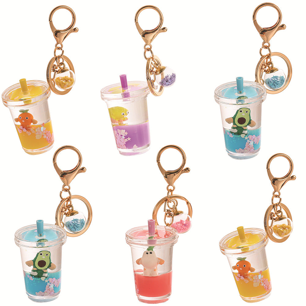 Botellas de leche acrílica al por mayor tazas de té de leche de aguacate llavero