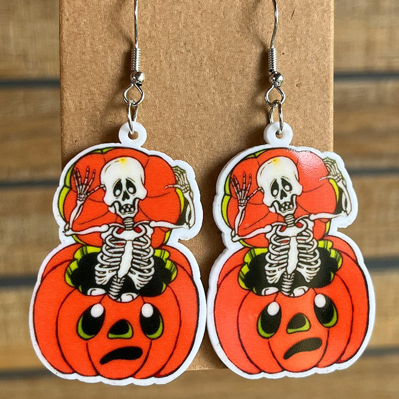 Pendientes acrílicos de gato negro de 2Pairs/Pack Halloween