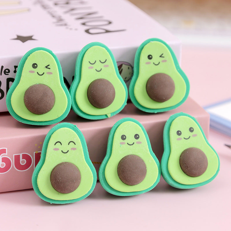 Wholesale Cute Expression Avocado Box TPR Rubber Set