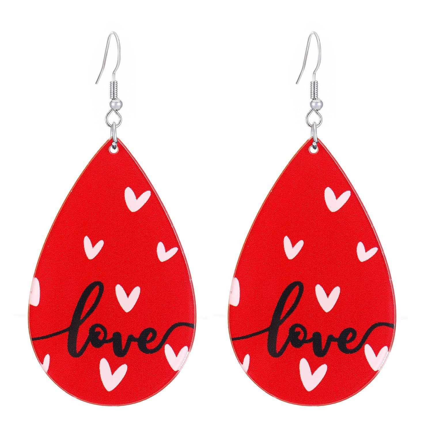 Wholesale Valentine' s Day Acrylic Teardrop-Shaped LOVE Earrings