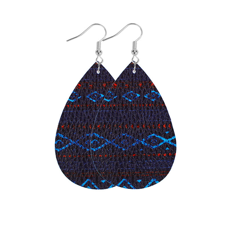 Wholesale Western Style Leopard Print Cow Print Leather Double Sided Print Earrings