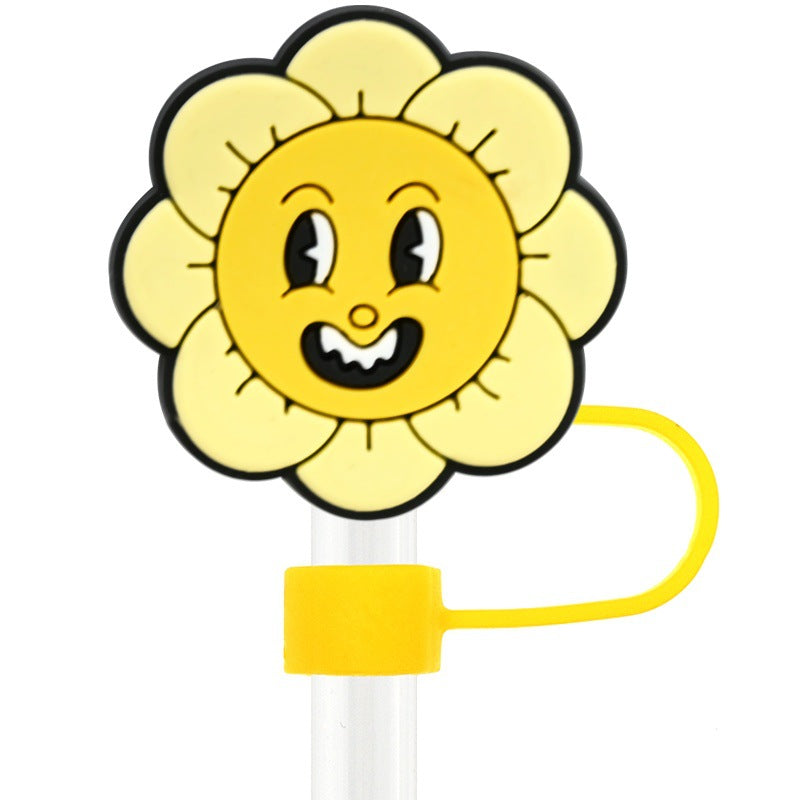 Wholesale Random 100pcs Valentine' s Day 10mm Universal Soft Rubber Decorative  Straw Tube Cap