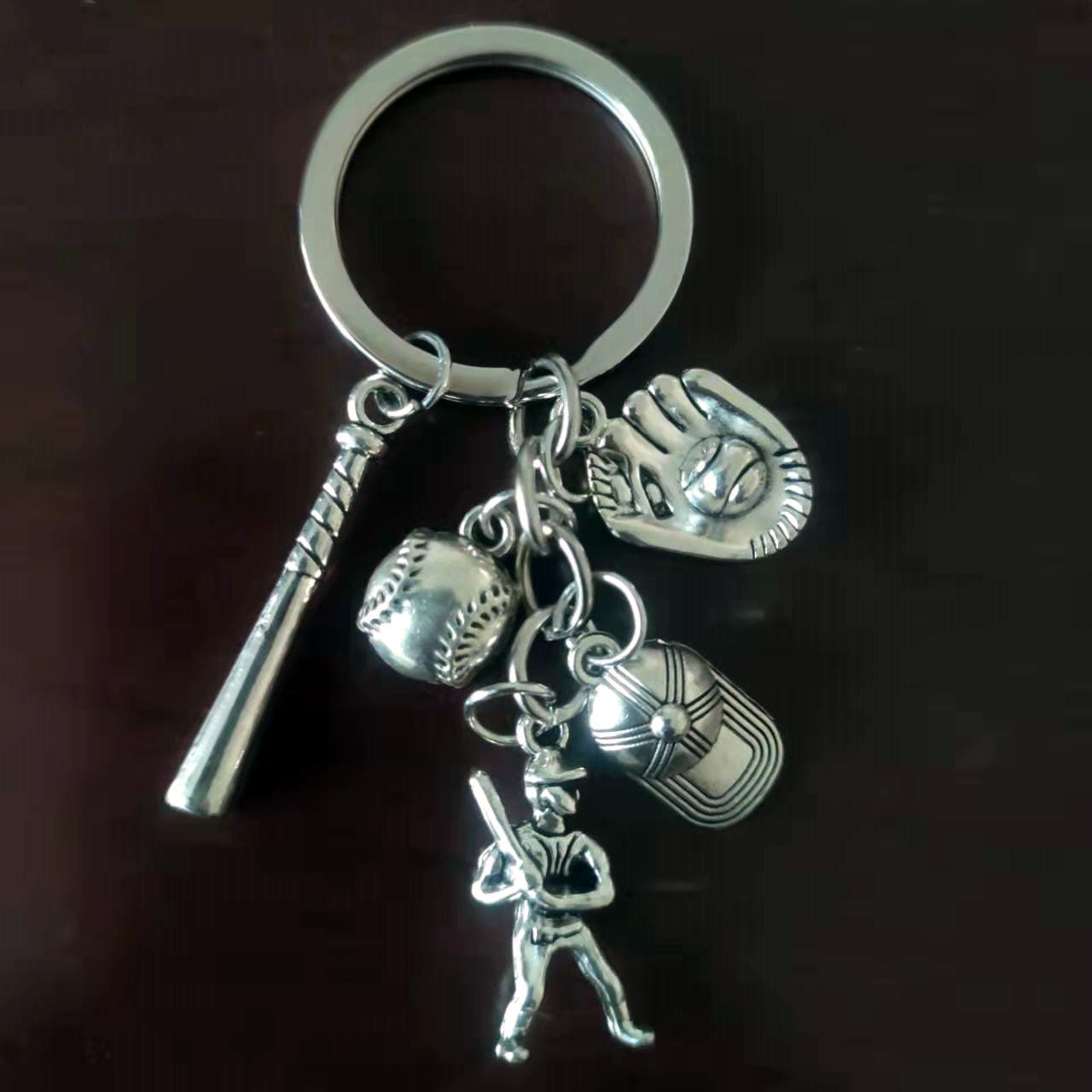 Wholesale Baseball hat bat baseball glove baseball player baseball lover keychain