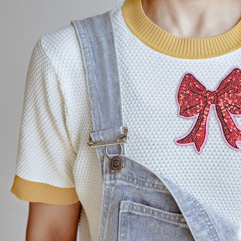 Wholesale Bow embroidery  fabric appliqué  sequins