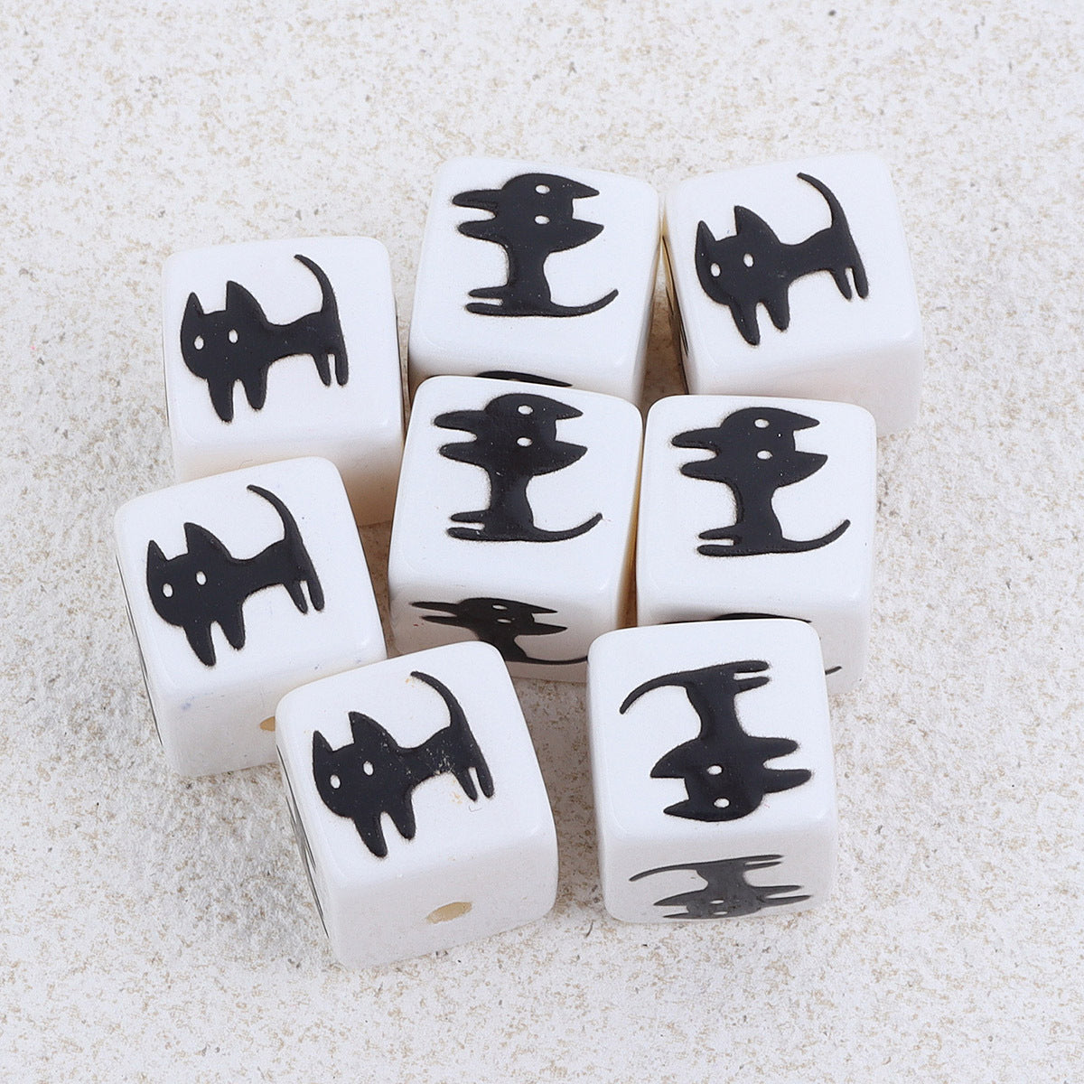 Wholesale 10pcs 14mm pentagram cat bow black and white square acrylic beads