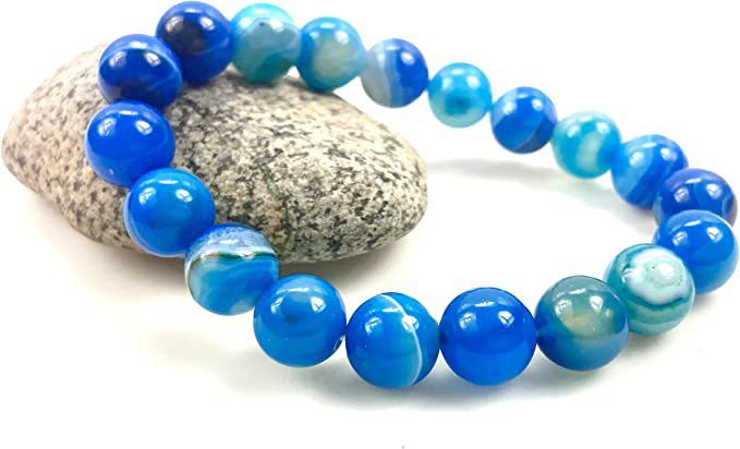 Wholesale 10mm Blue Agate Blue Crystal Bracelet
