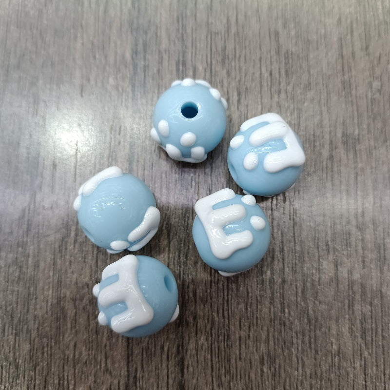 Wholesale 200pcs Hand-painted round beads DIY letters cake beads